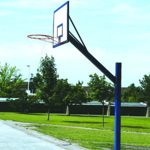 Heavy-duty basketball pole with powder-coated finish for outdoor court