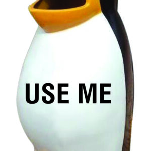 Cute penguin dustbin used for waste disposal.