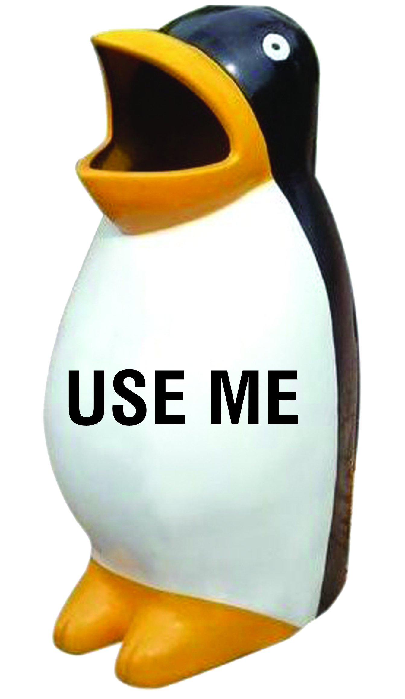 Cute penguin dustbin used for waste disposal.