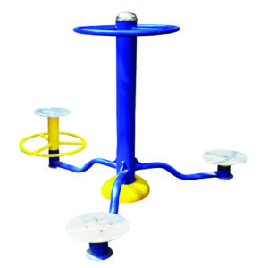 multiple twister machine with standing and seated rotational platforms